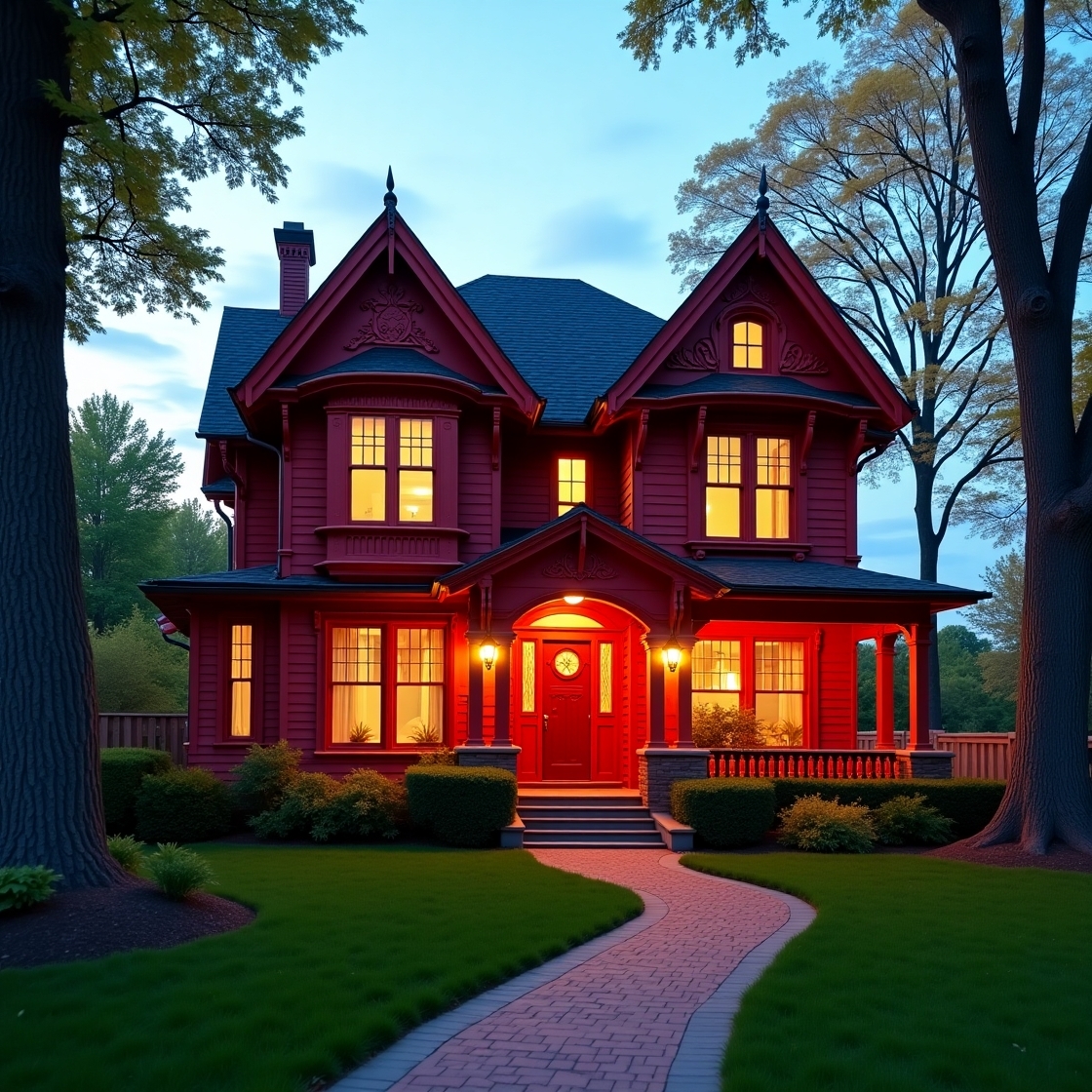 Flux_Dev_A_brightly_lit_vibrant_red_Victorianstyle_house_with__3