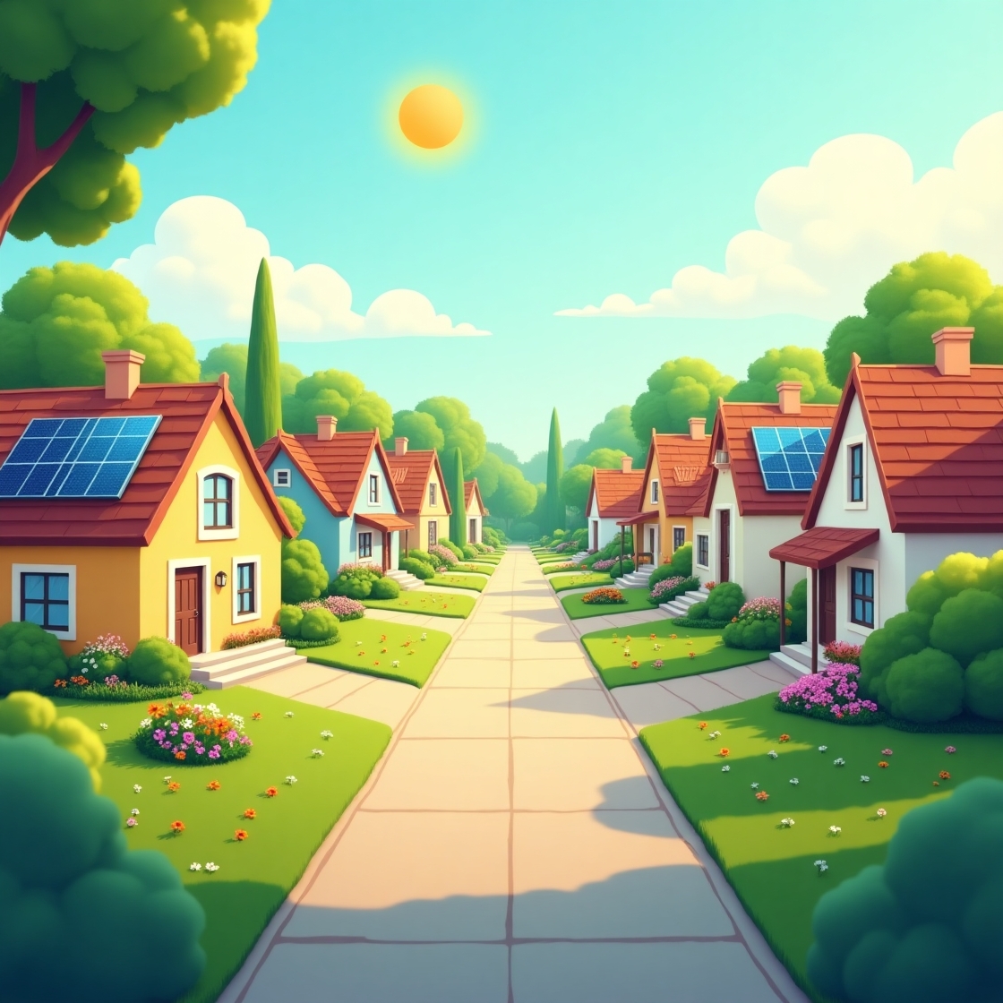 Flux_Dev_A_vibrant_sunny_day_unfolds_in_a_quaint_suburban_neig_3