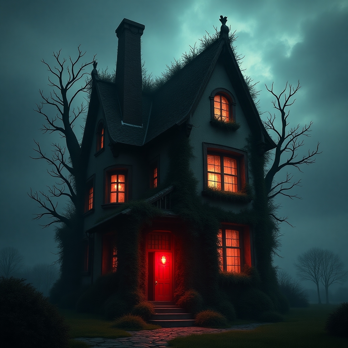 Flux_Dev_A_whimsical_eerie_house_stands_tall_its_exterior_wall_2