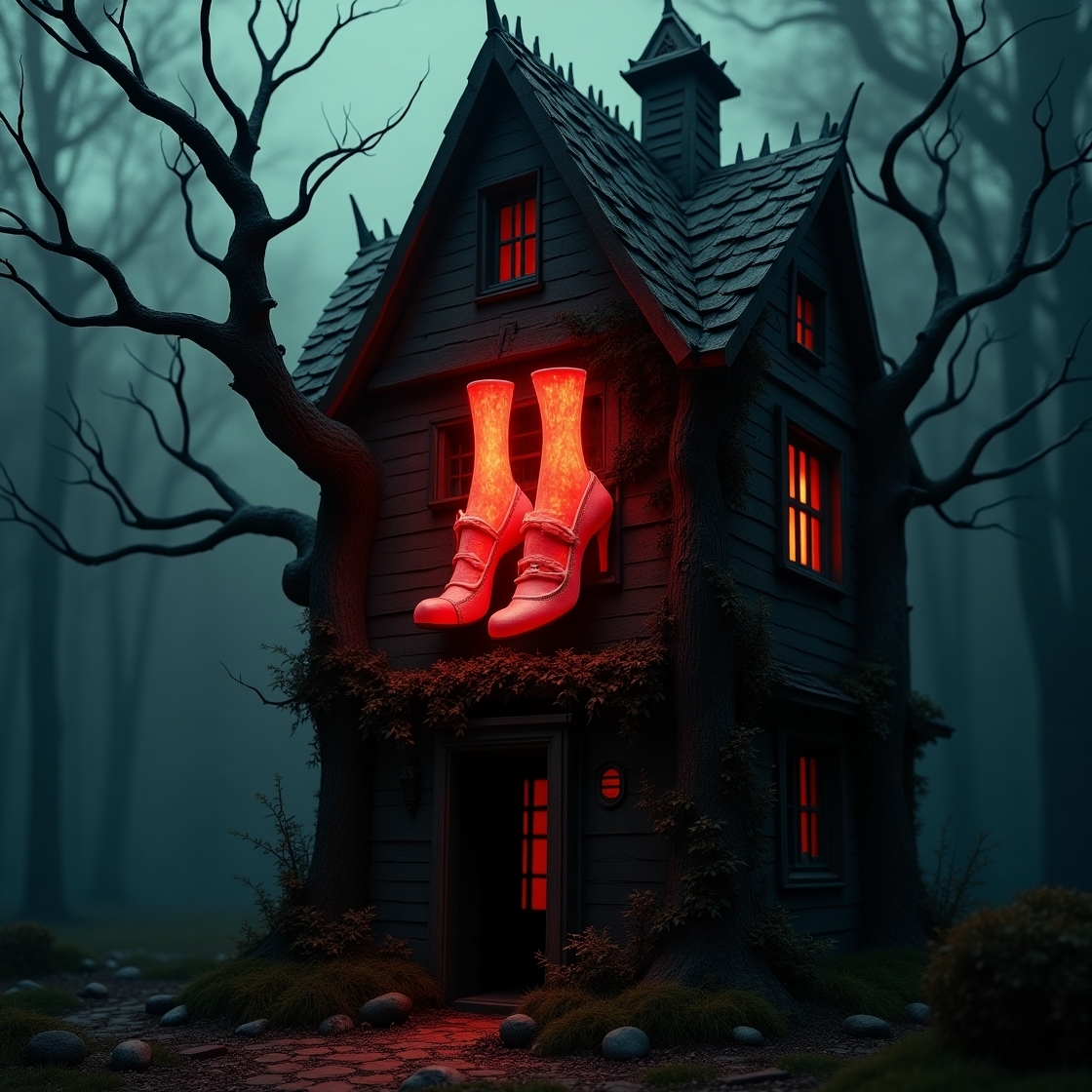Flux_Dev_A_whimsical_eerie_house_stands_tall_its_exterior_wall_3