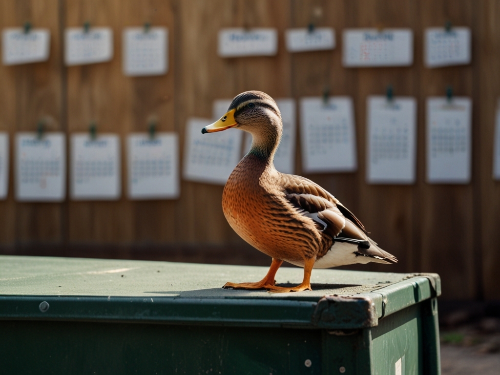 Leonardo_Lightning_XL_A_duck_pointing_to_a_calendar_with_a_dum_2
