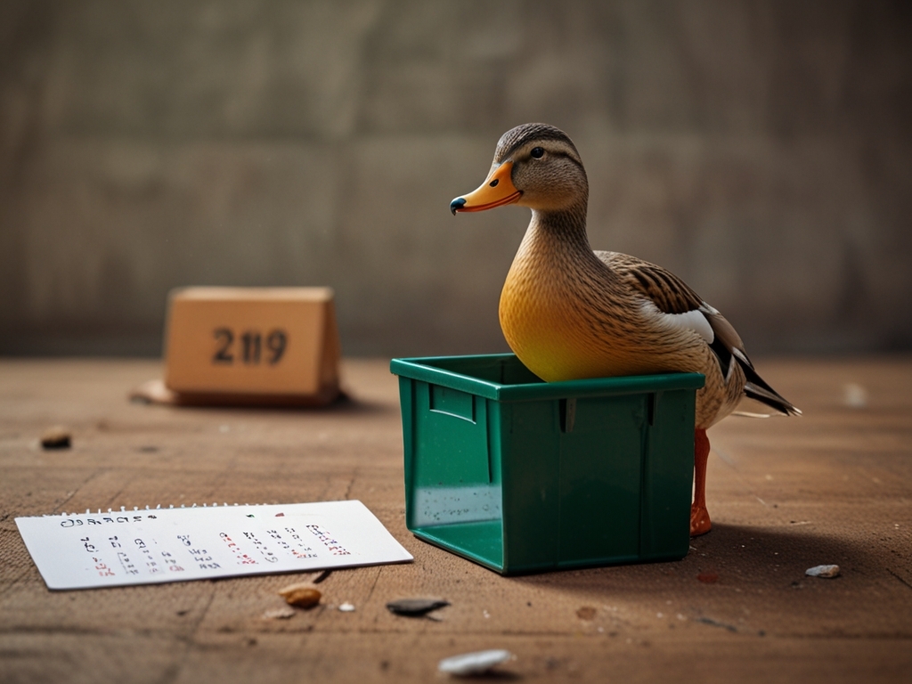 Leonardo_Lightning_XL_A_duck_pointing_to_a_calendar_with_a_dum_3